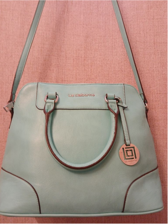 Liz Claiborne Handbags - Women's Liz Claiborne Satchel One Size Light Blue with Brown Trim